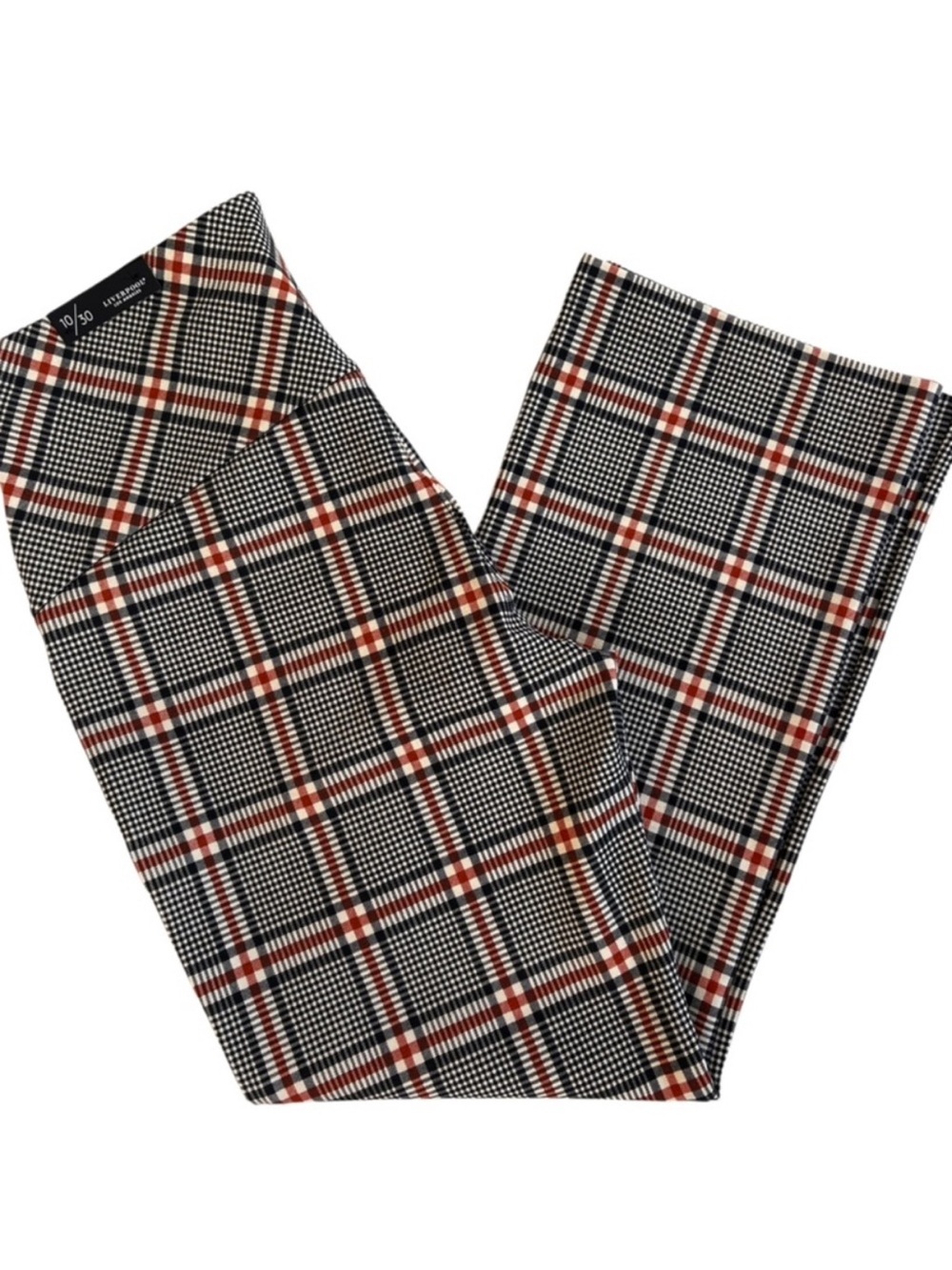 NWT Liverpool Plaid Crop Pull-On Stretch Pants Size 10